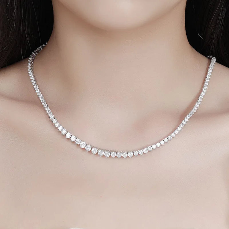 4-Prong Moissanite Tennis Necklace – 925 Sterling Silver
