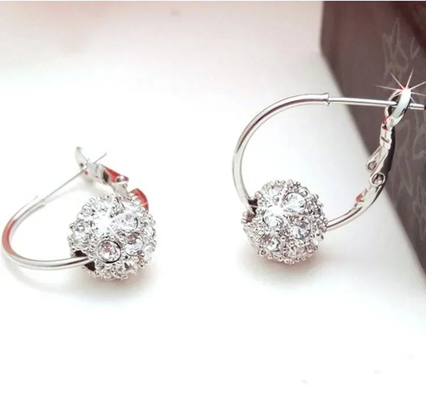 Shiny Zircon Ball Drop Earrings - Silver, Gold, Multicolor
