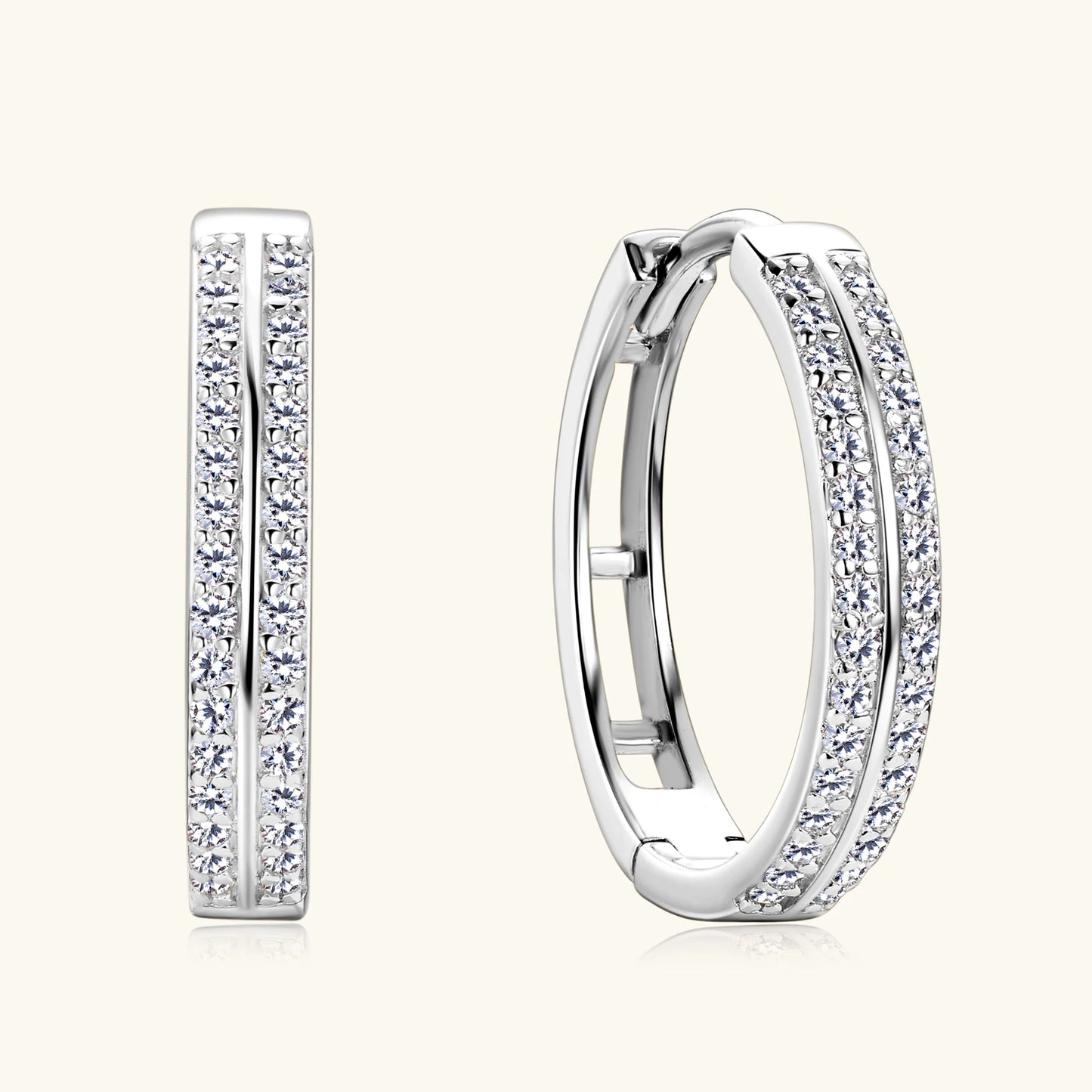 925 Sterling Silver / 14K Gold Plated Moissanite Hoop Earrings
