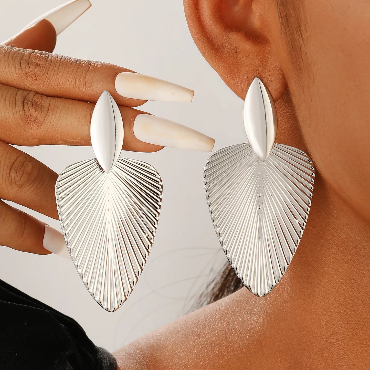 Artisan Textured Leaf Drop Earrings