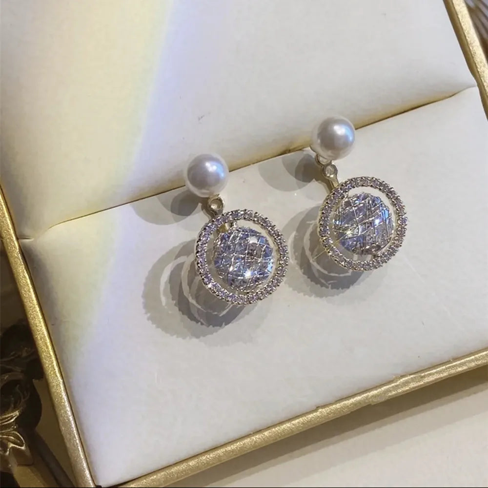Bohemian Pearl & Rhinestone Stud Earrings