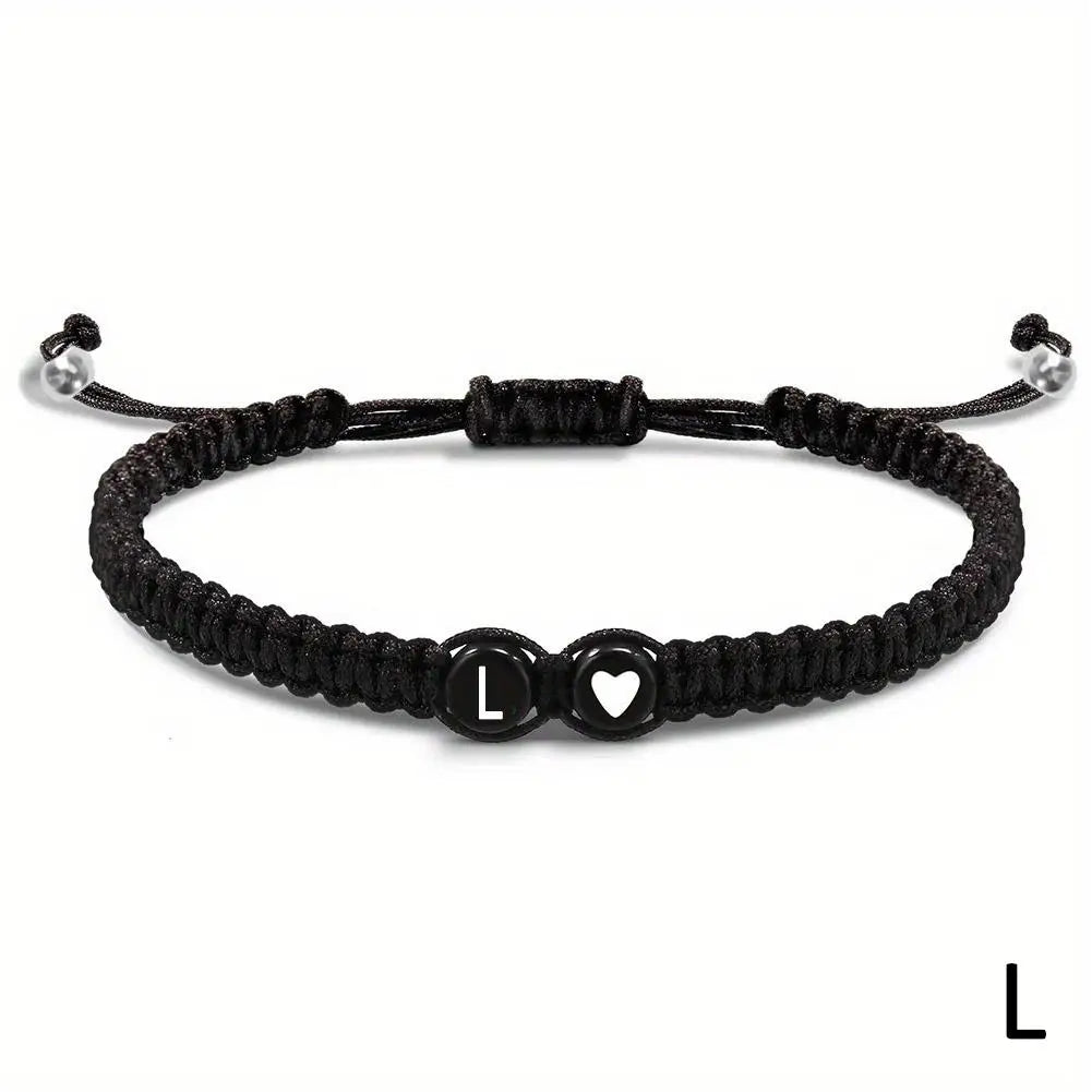 26 Letters Initial Heart Braided Bracelet