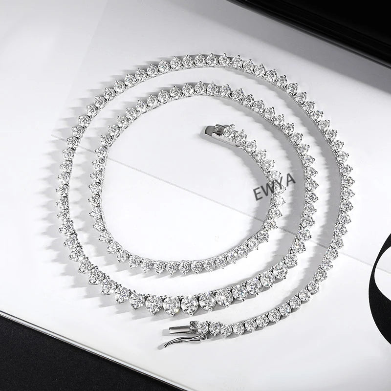 4-Prong Moissanite Tennis Necklace – 925 Sterling Silver