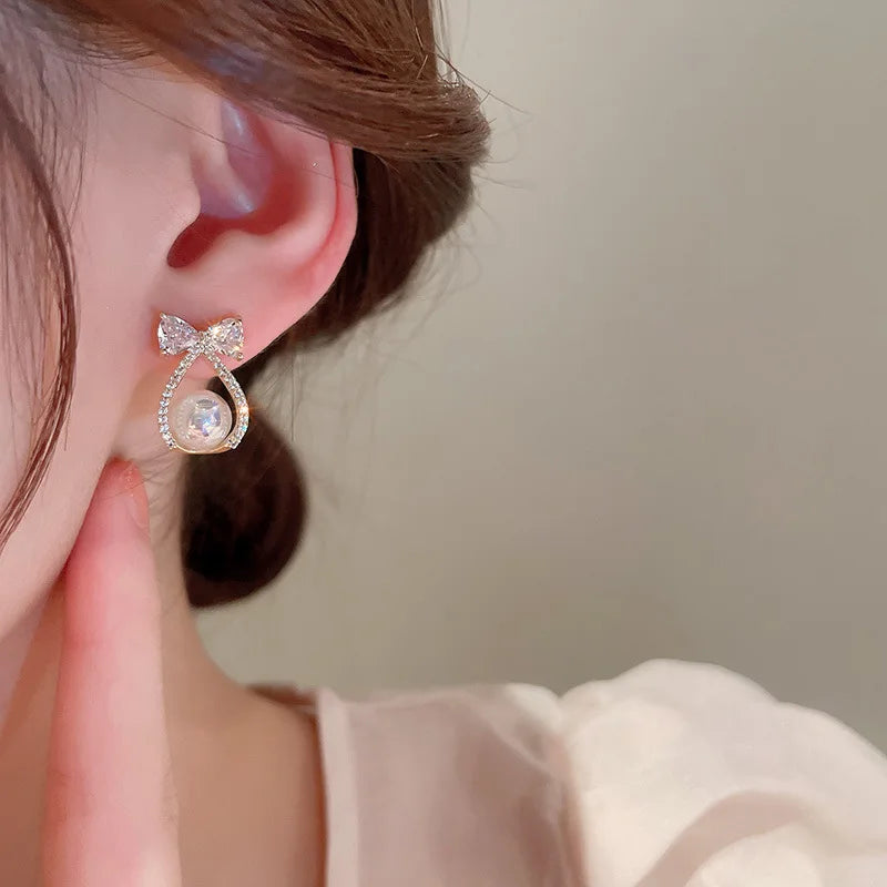 Bohemian Pearl & Rhinestone Stud Earrings