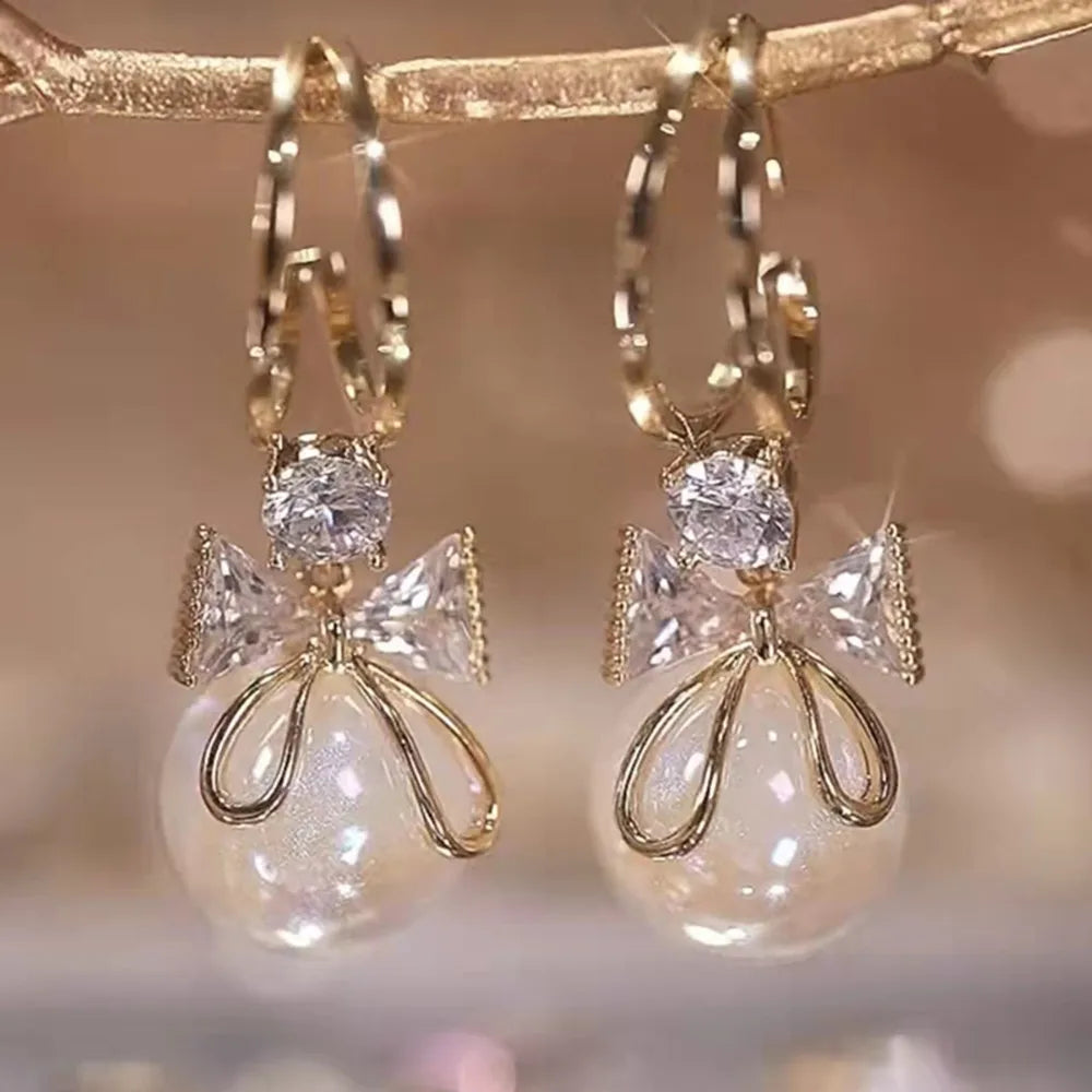 Bohemian Pearl & Rhinestone Stud Earrings