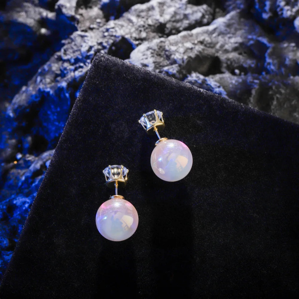Bohemian Pearl & Rhinestone Stud Earrings