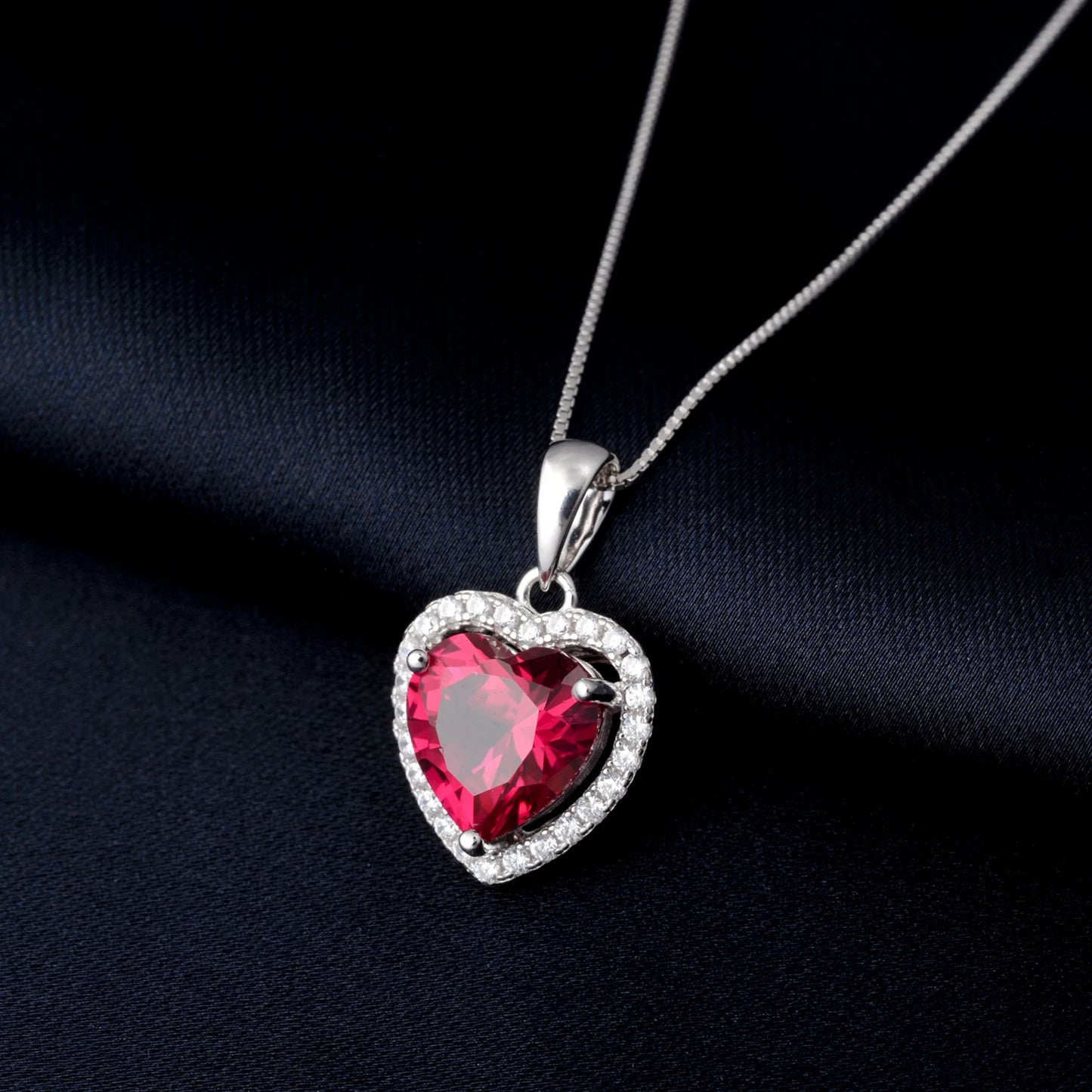 Heart Ruby Pendant Necklace – 925 Sterling Silver