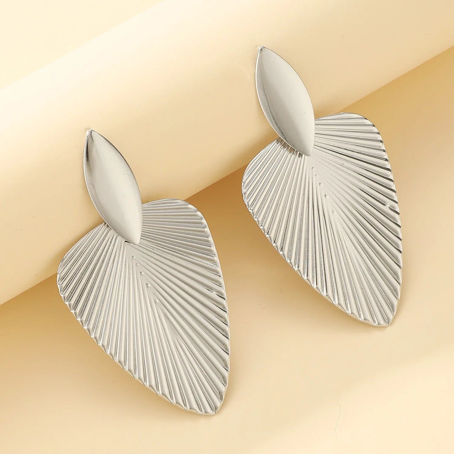 Artisan Textured Leaf Drop Earrings