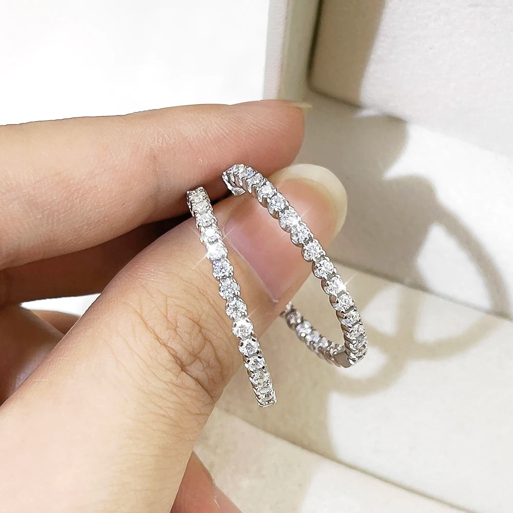 1.56CT Moissanite Hoop Earrings – 925 Sterling Silver