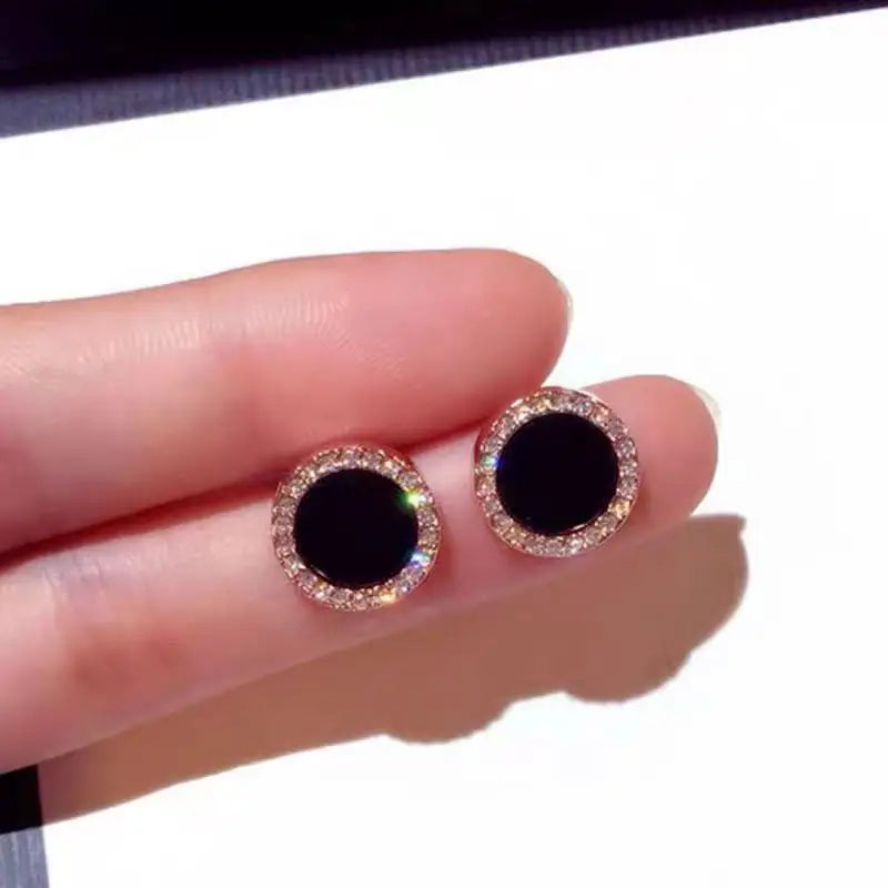 Asymmetrical Hollow Stud Rhinestones Earrings