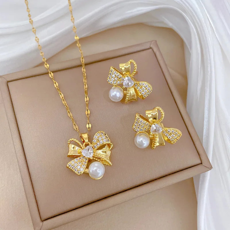 Bow & Pearl Jewelry Set