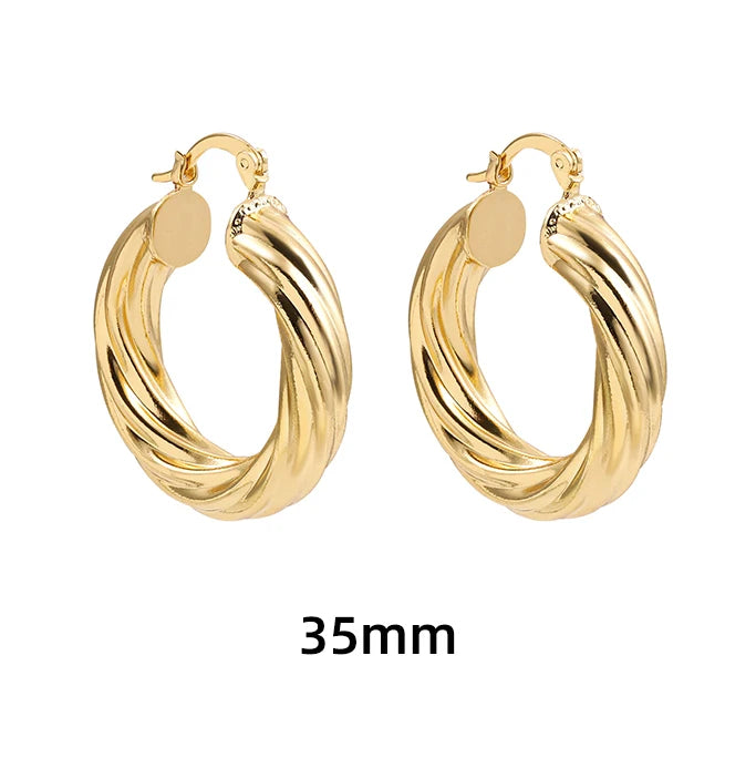 Gold Twisted Hoop Earrings