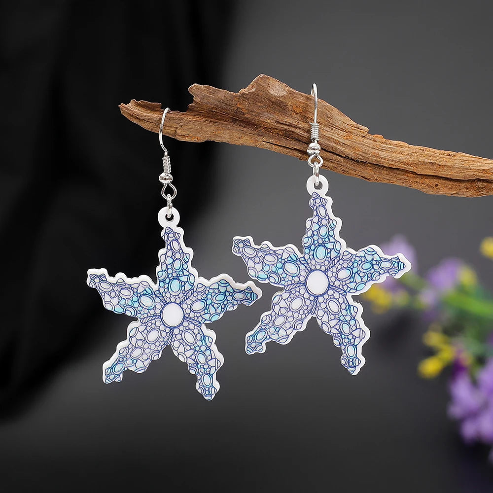 Vintage Blue Wave Acrylic Drop Earrings