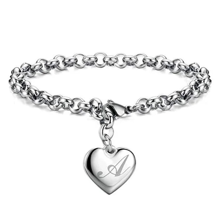 925 Sterling Silver Letter Charm Bracelet