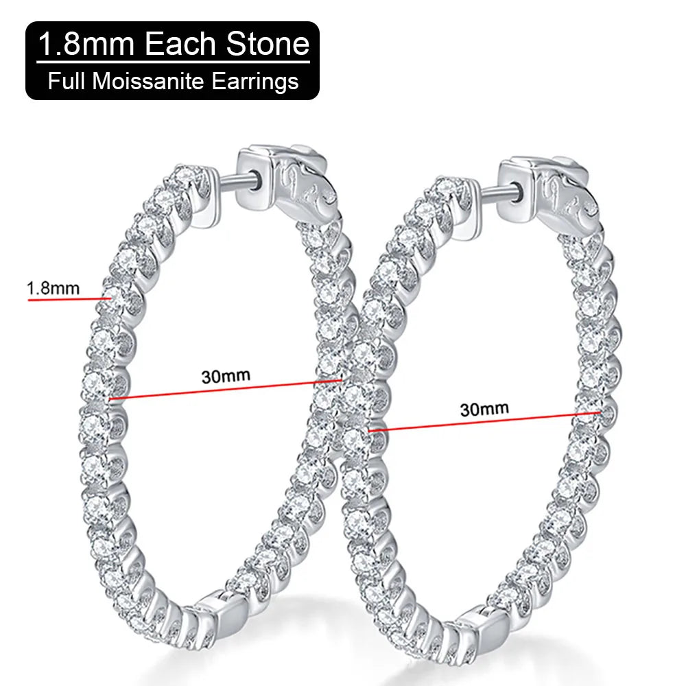 1.56CT Moissanite Hoop Earrings – 925 Sterling Silver