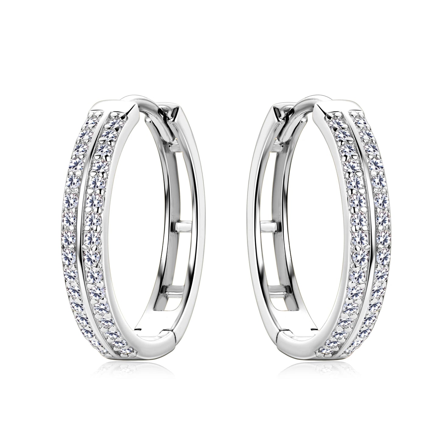 925 Sterling Silver / 14K Gold Plated Moissanite Hoop Earrings
