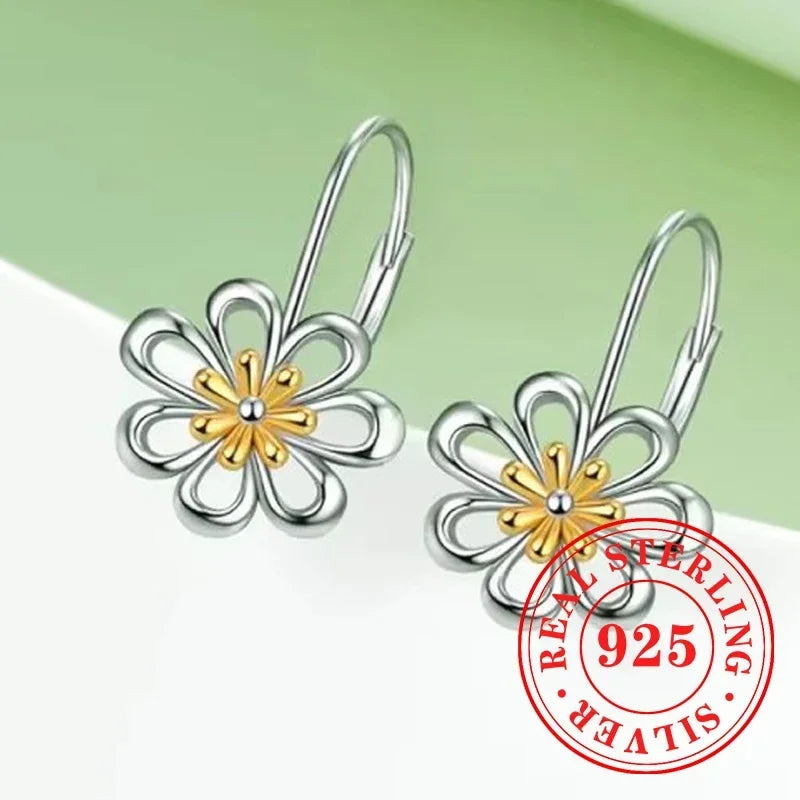Floral Sterling Silver Hoop Earrings