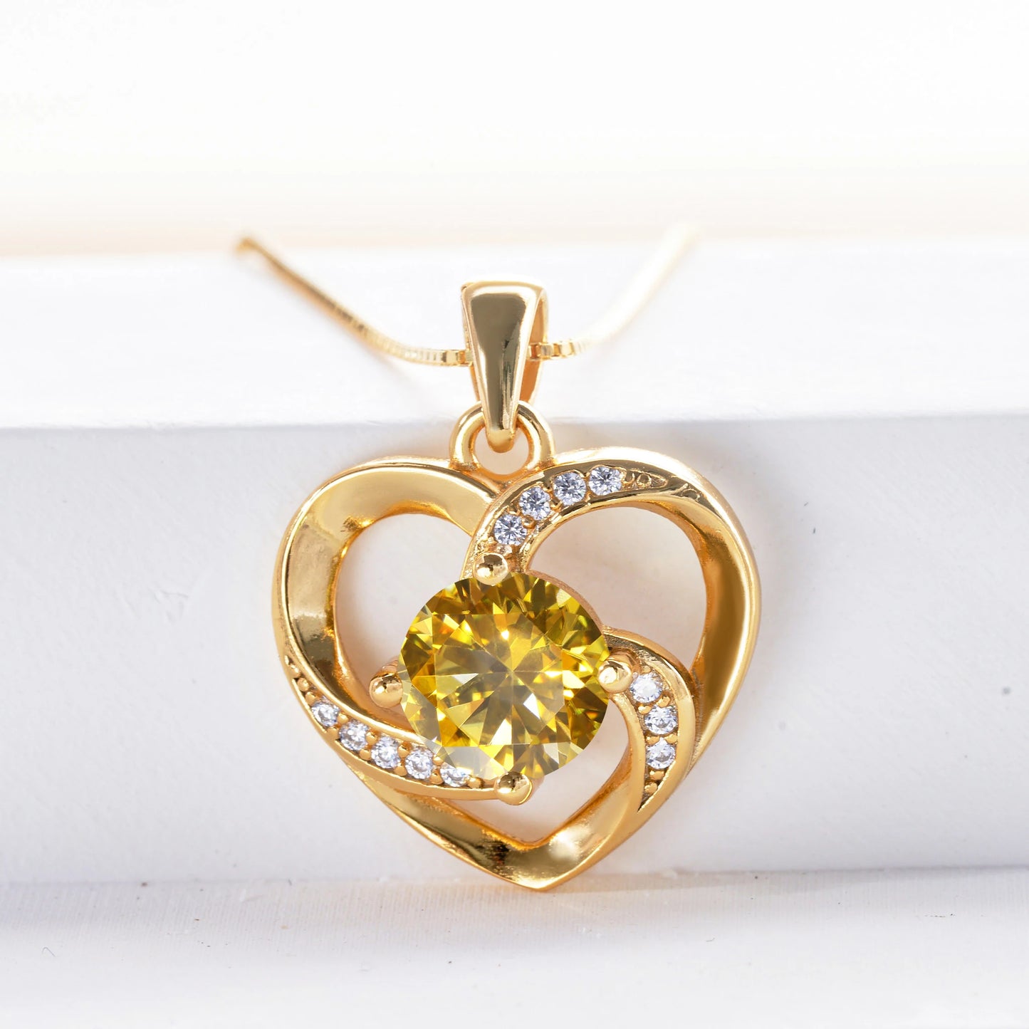 Gold-Plated Heart Moissanite Necklace