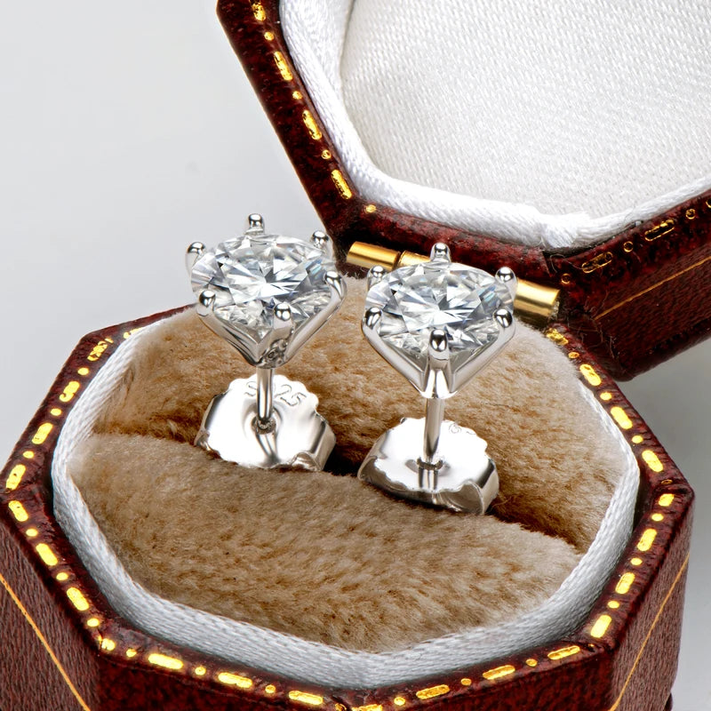 Round Moissanite Stud Earrings
