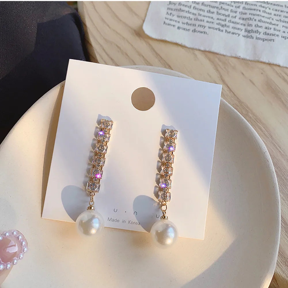Bohemian Pearl & Rhinestone Stud Earrings