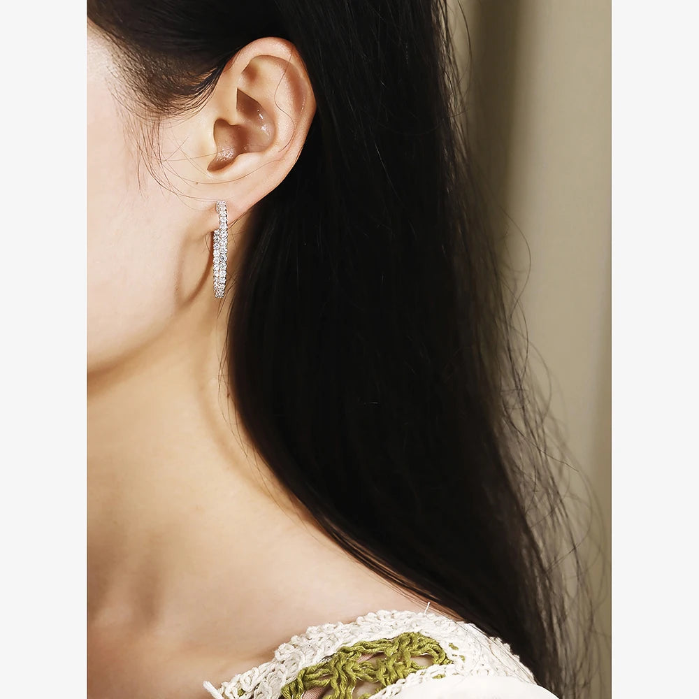 1.56CT Moissanite Hoop Earrings – 925 Sterling Silver