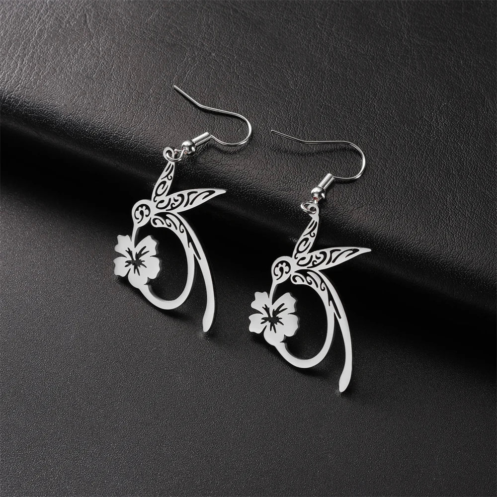 Hummingbird Jewelry Set – Gold/Silver Earrings & Necklace