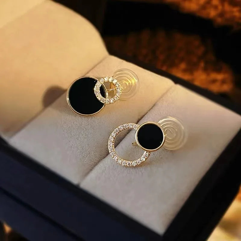 Asymmetrical Hollow Stud Rhinestones Earrings