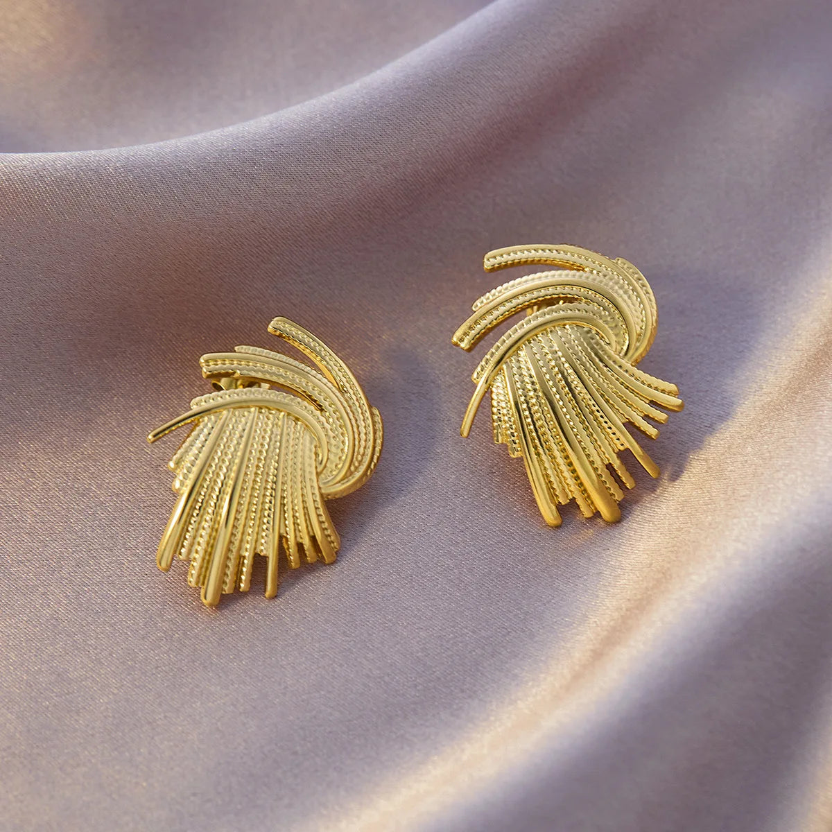 Gold-Tone Weaving Stud Earrings