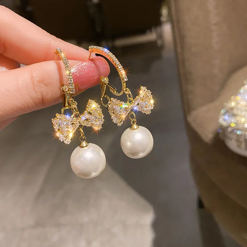 Bohemian Pearl & Rhinestone Stud Earrings