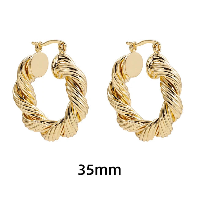 Gold Twisted Hoop Earrings