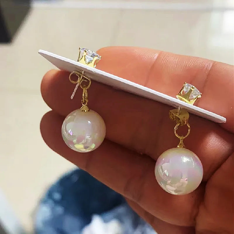 Bohemian Pearl & Rhinestone Stud Earrings
