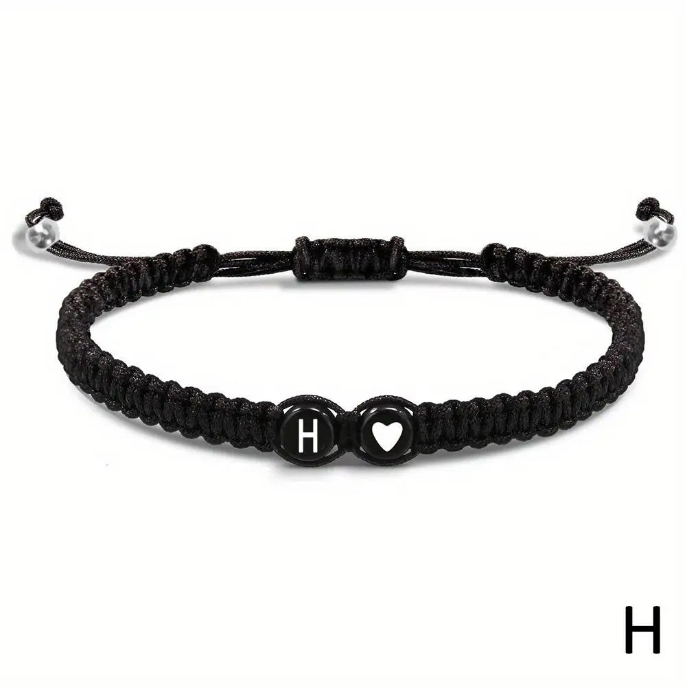 26 Letters Initial Heart Braided Bracelet