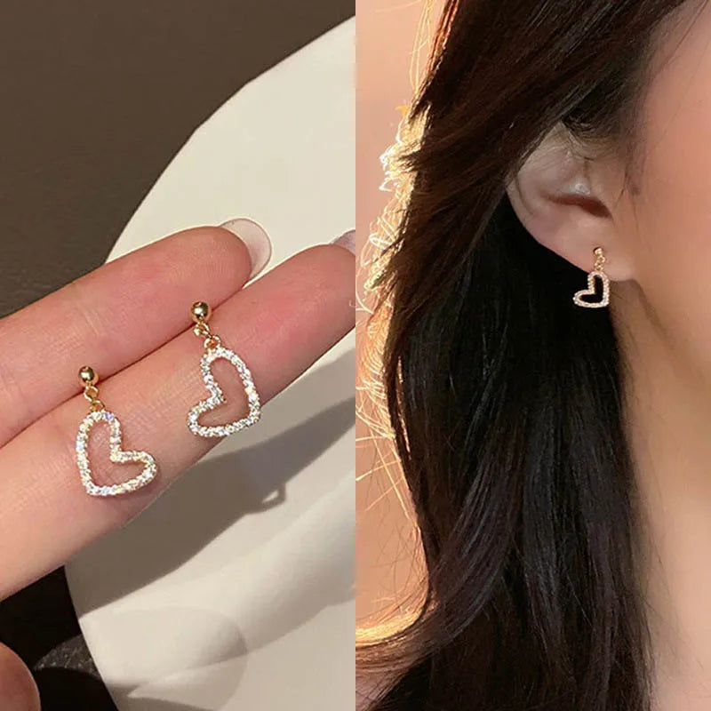Fishtail Cross Stud Crystal Earrings