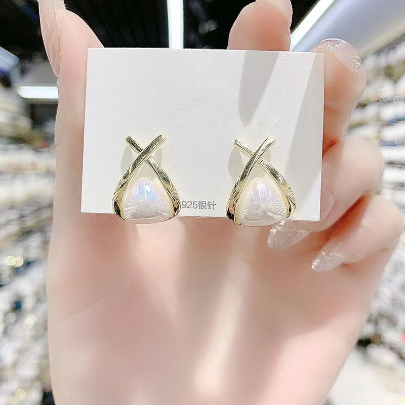Bohemian Pearl & Rhinestone Stud Earrings