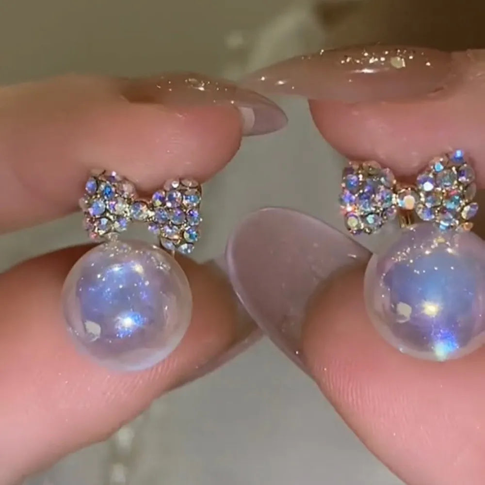 Bohemian Pearl & Rhinestone Stud Earrings