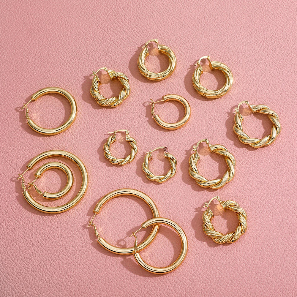Gold Twisted Hoop Earrings