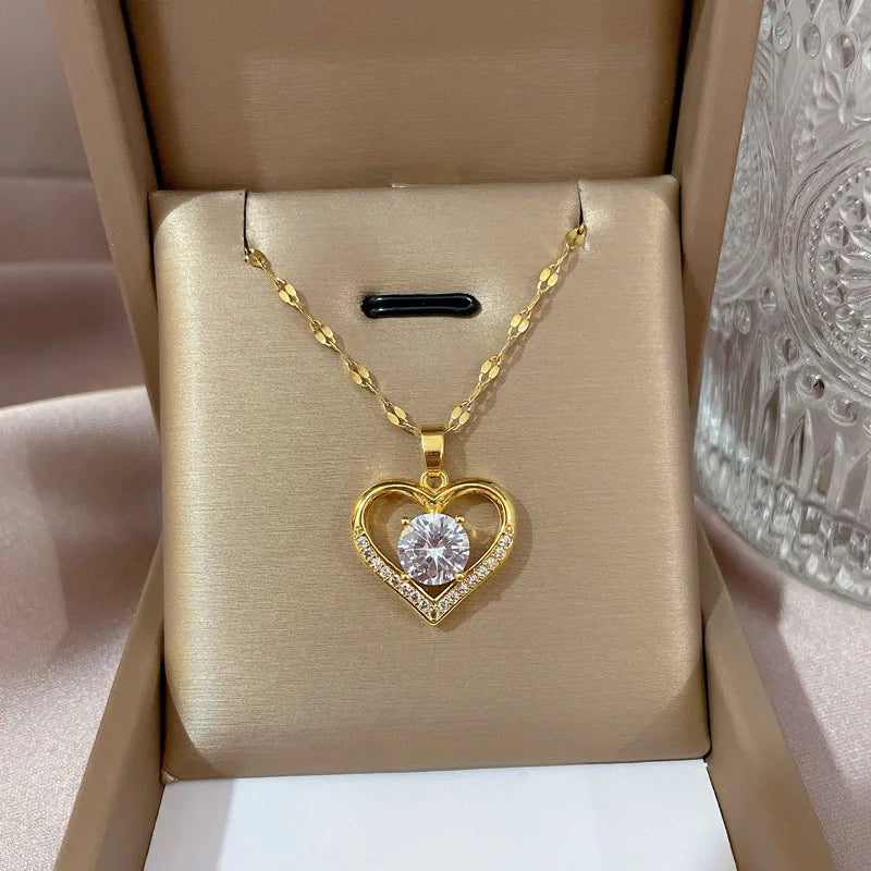 Heart Charm Necklace – Gold-Plated SS