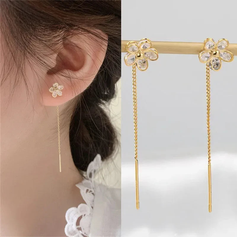 Multicolor Geometric Drop Earrings – Crystal & Copper