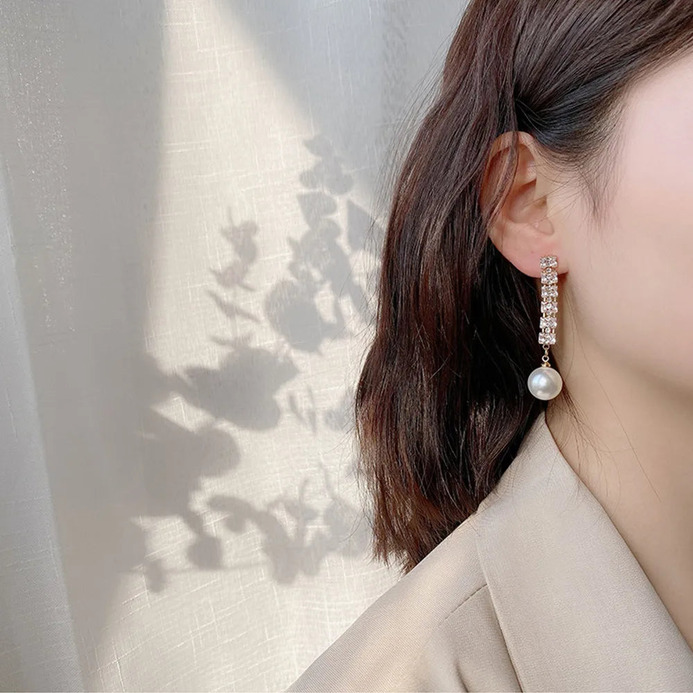 Bohemian Pearl & Rhinestone Stud Earrings