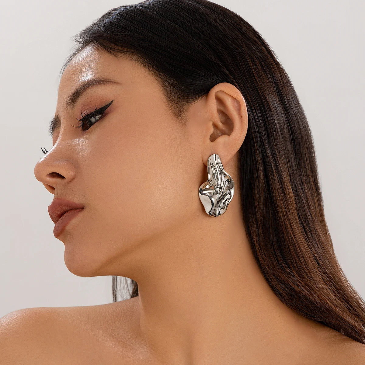 Eccentric Metal Silver/Gold Plated Stud Earrings