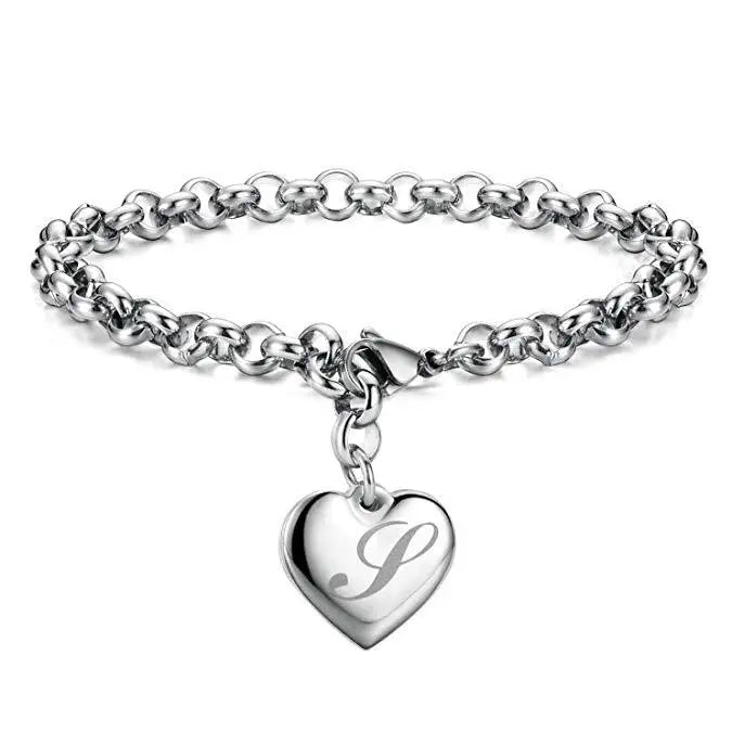 925 Sterling Silver Letter Charm Bracelet