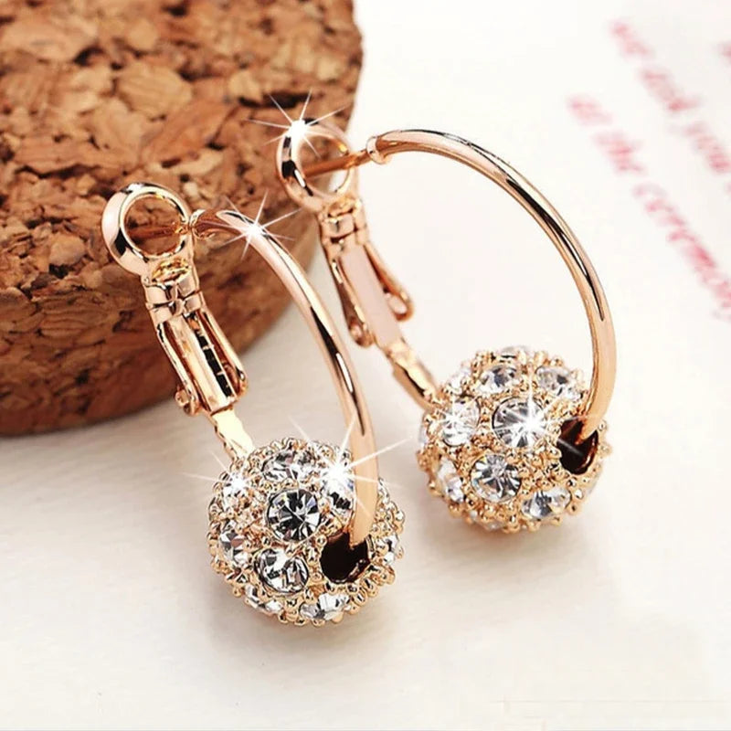 Shiny Zircon Ball Drop Earrings - Silver, Gold, Multicolor