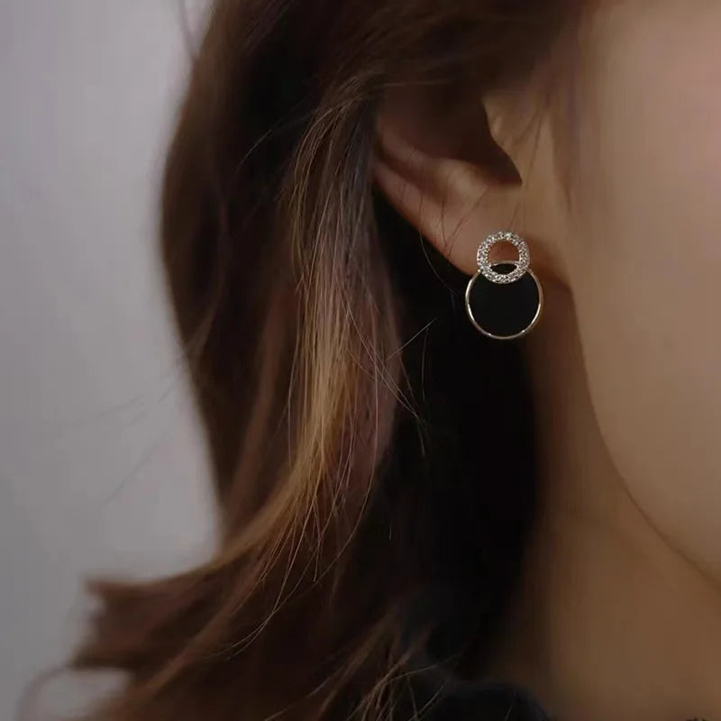 Asymmetrical Hollow Stud Rhinestones Earrings
