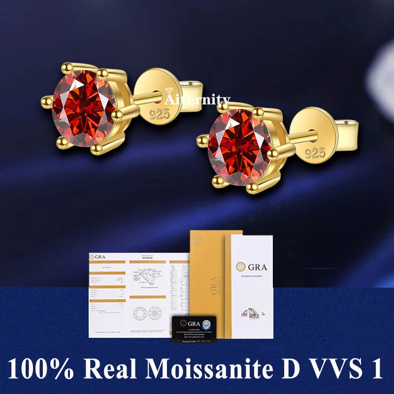 18K Gold Plated / 925 Sterling Silver Moissanite Stud Earrings
