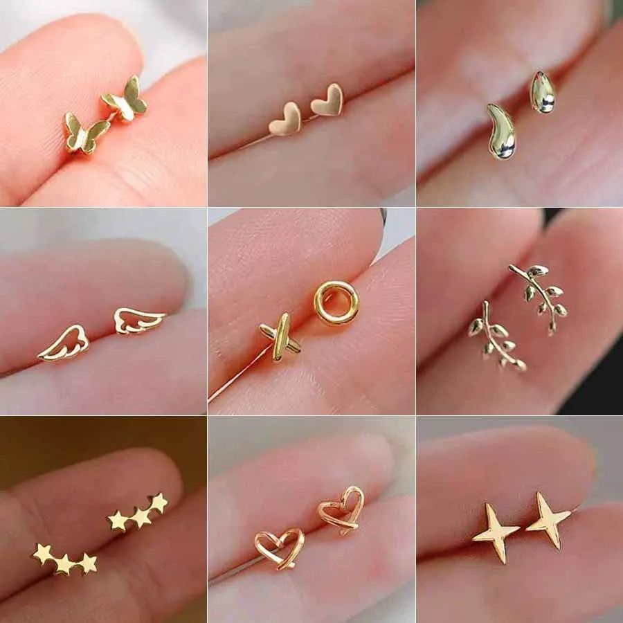 Heart Wings Stars Butterflies Small Stud Earrings