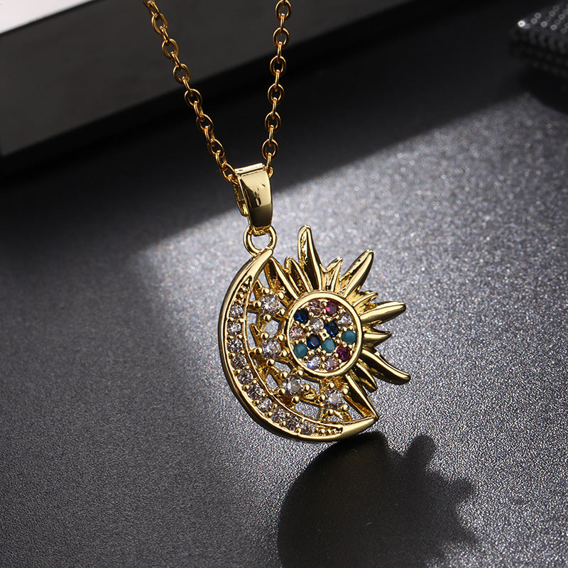 Crescent Sun Pendant Necklace