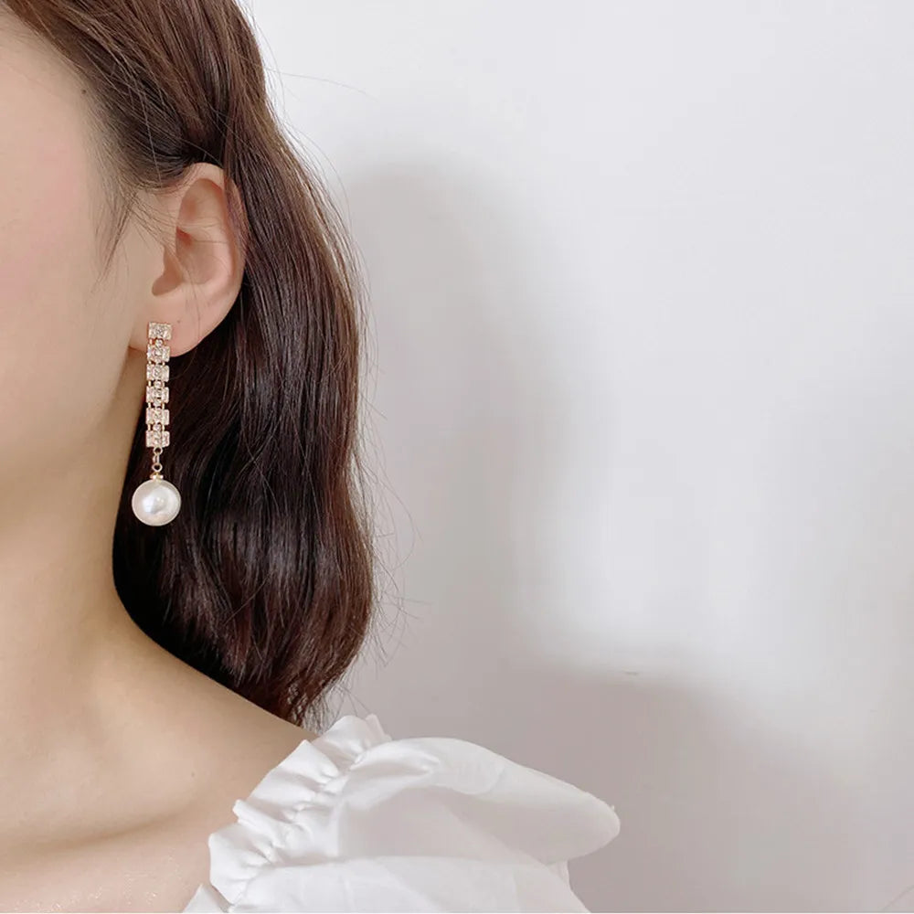 Bohemian Pearl & Rhinestone Stud Earrings