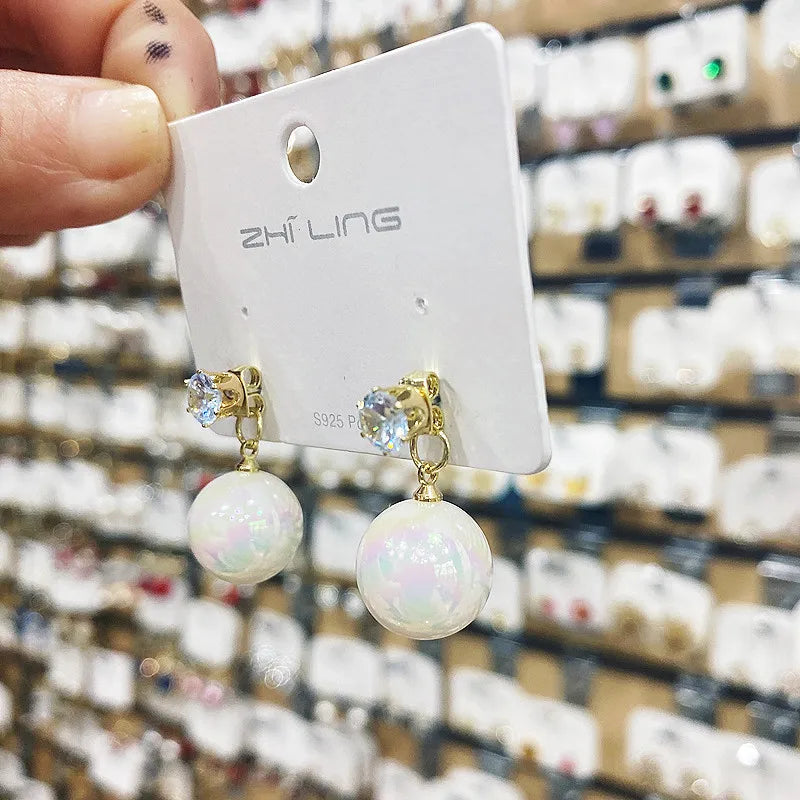 Bohemian Pearl & Rhinestone Stud Earrings