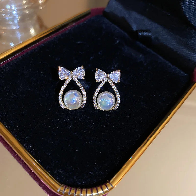 Bohemian Pearl & Rhinestone Stud Earrings
