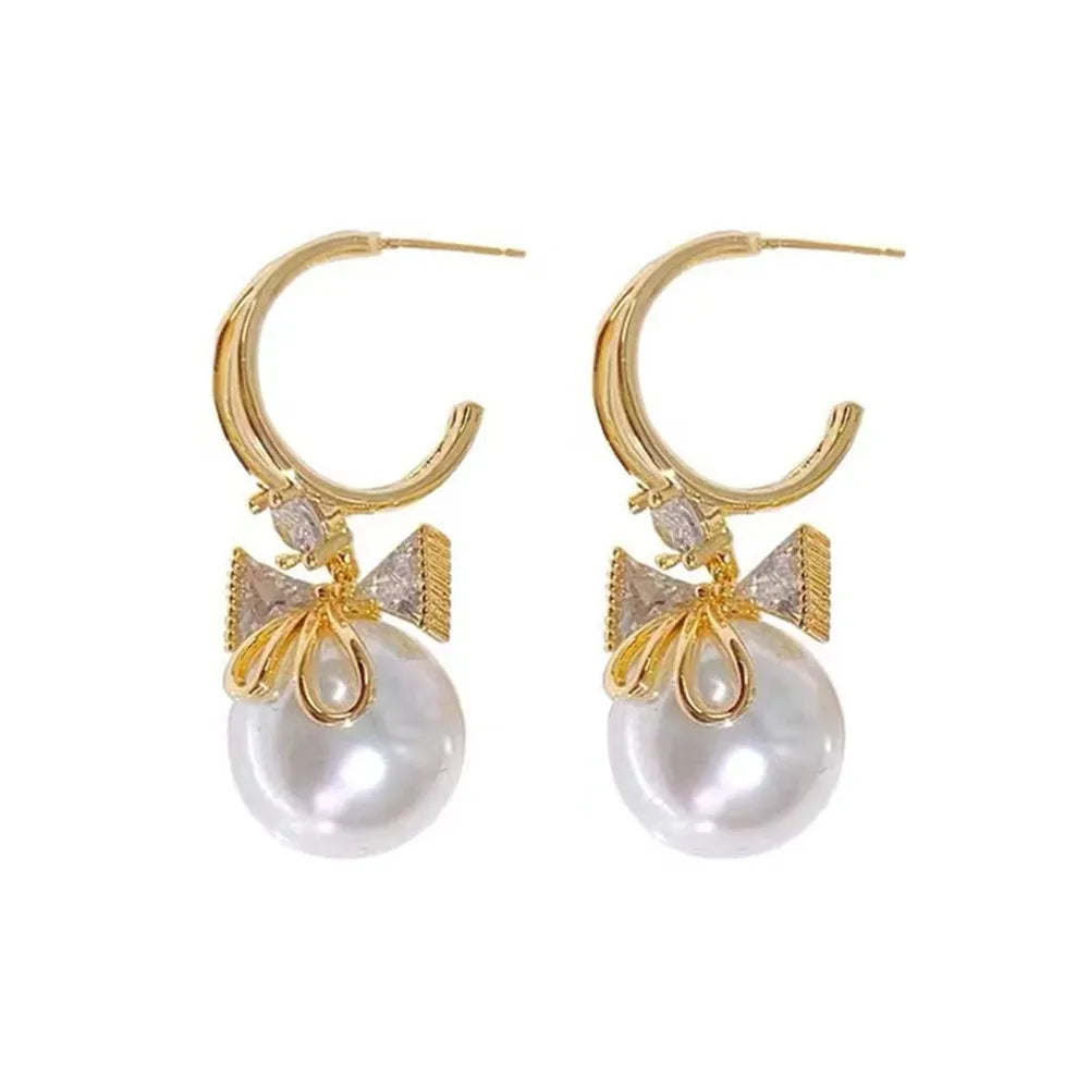 Bohemian Pearl & Rhinestone Stud Earrings
